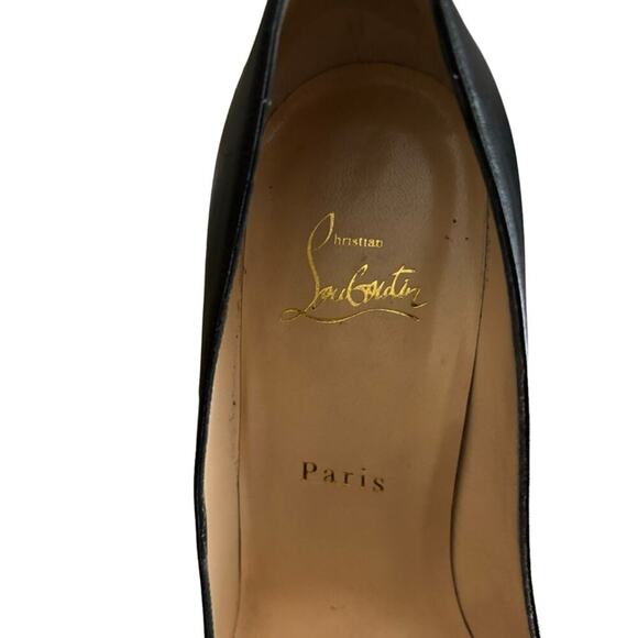 Christian Louboutin Bianca 140 Kid Black Leather Platform Pumps Size 38.5 - Picture 8 of 16